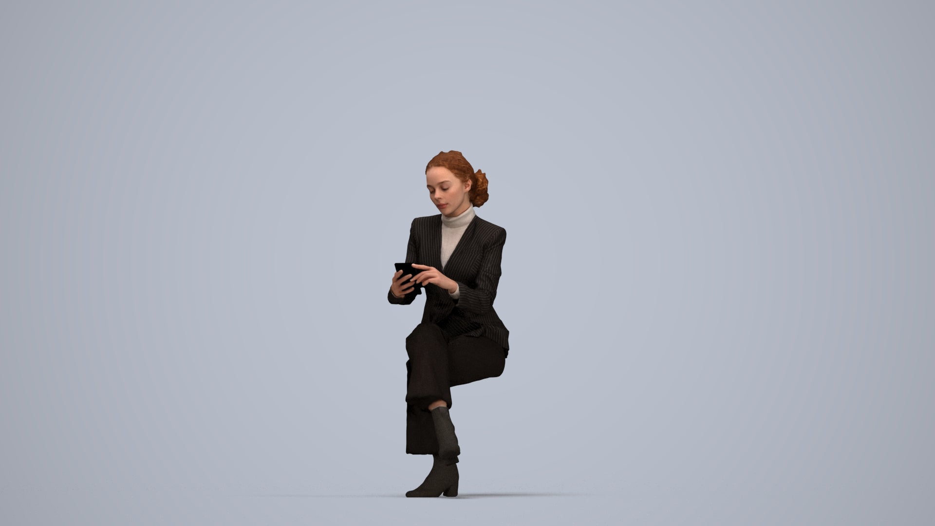 scanned 3D woman business, photogrammetry people for Enscape and V-Ray, top-down view render
