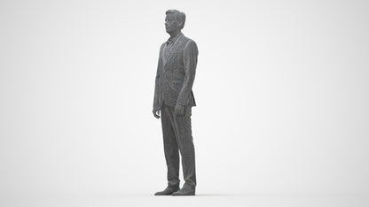 3D people model man business, scanned human for 3ds Max rendering, wireframe back view