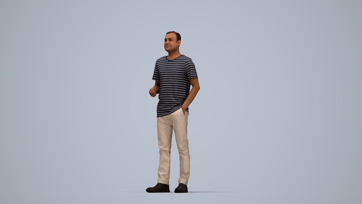 3D scanned man standing casual, photorealistic archviz people for Enscape and SketchUp, top-down view render