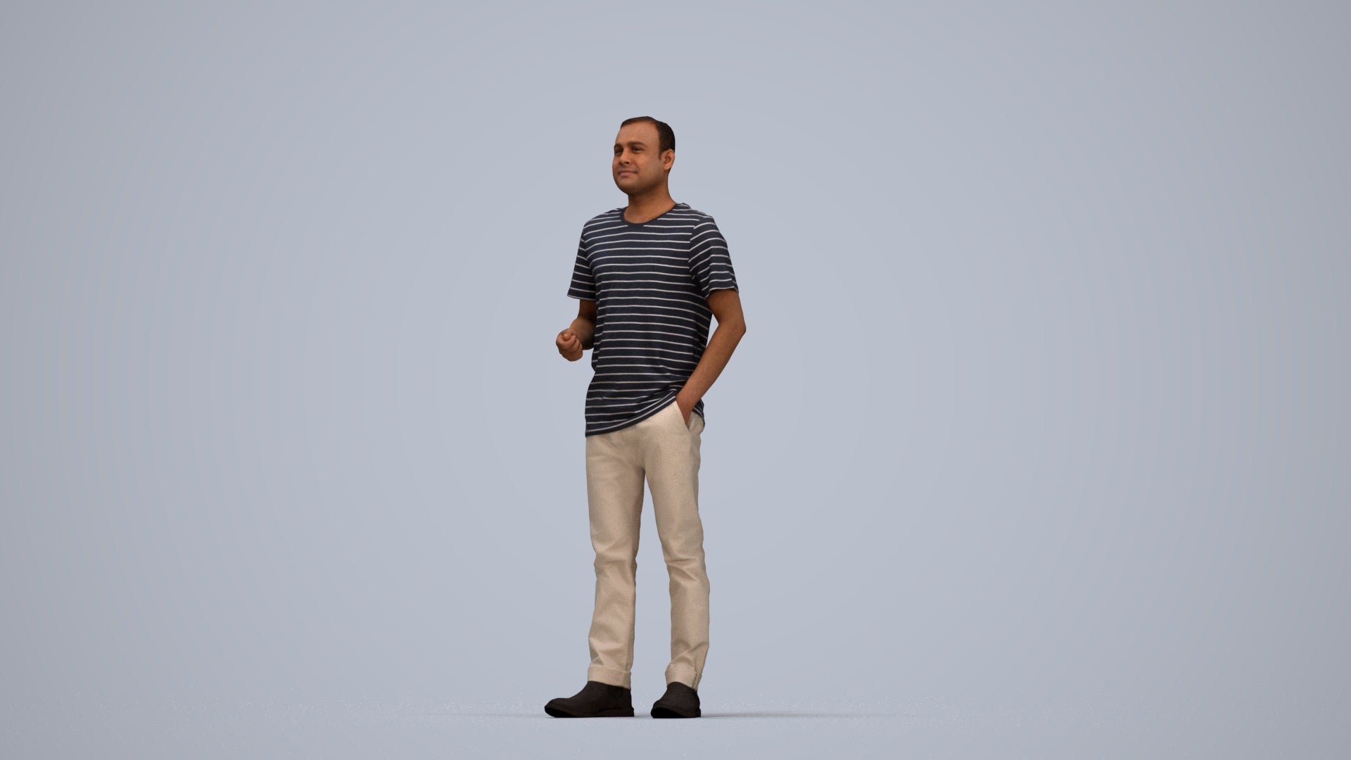 3D scanned man standing casual, photorealistic archviz people for Enscape and SketchUp, top-down view render