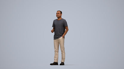 3D scanned man standing casual, photorealistic archviz people for Enscape and SketchUp, top-down view render