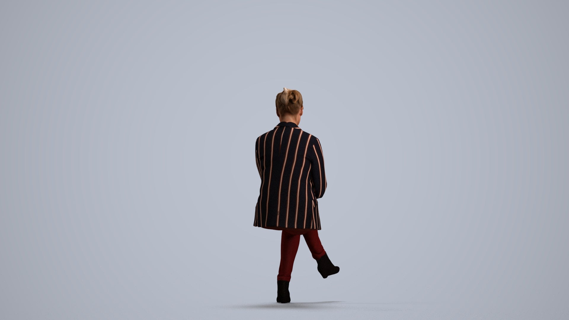 3D scanned woman sitting business, photorealistic archviz people for Enscape and SketchUp, front view render