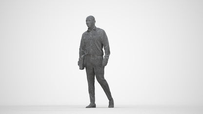 3D scanned man business, photorealistic archviz people for Enscape and SketchUp, wireframe back view