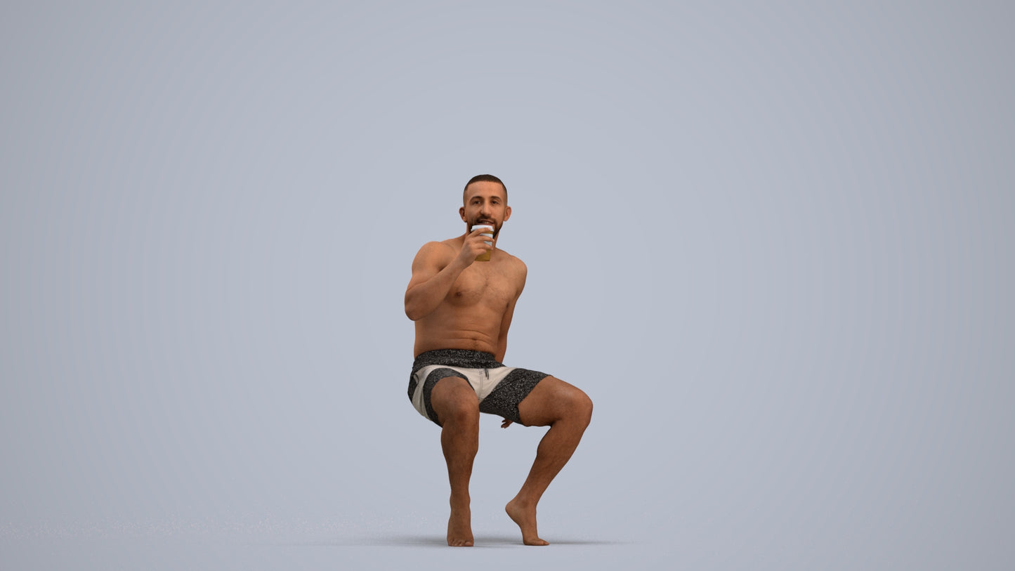 realistic 3D people man pool, render-ready for V-Ray and Corona, FBX OBJ, standing pose render
