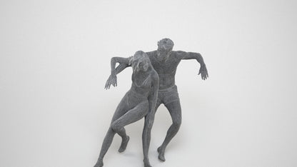 3D scanned woman mix, photorealistic archviz people for Enscape and SketchUp, wireframe three-quarter view