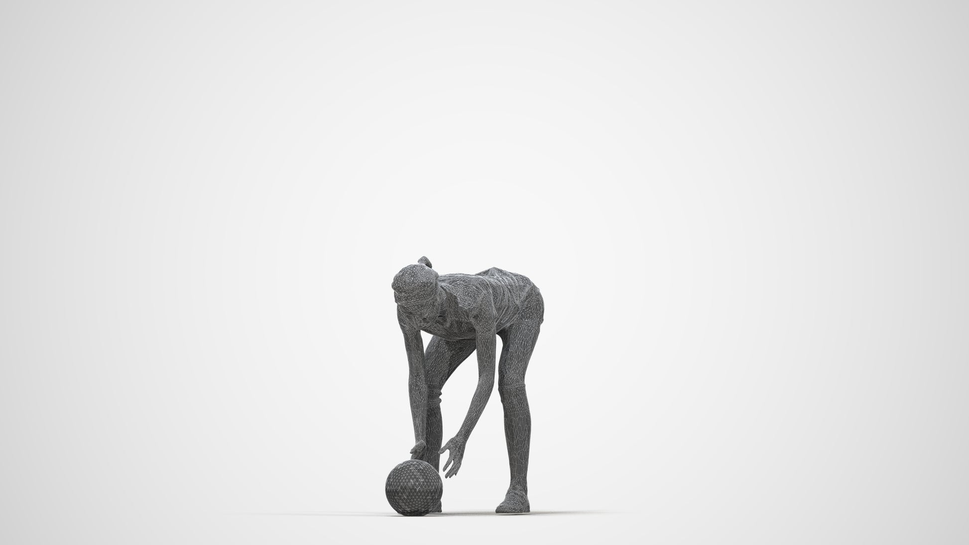 realistic 3D people woman sport, render-ready for V-Ray and Corona, FBX OBJ, wireframe back view