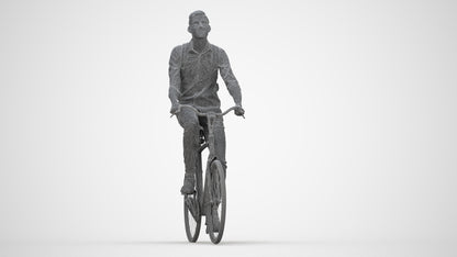 photogrammetry 3D man casual cycling, realistic human model archviz FBX, wireframe back view