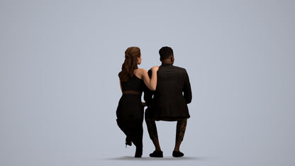 3D people model woman formal couple, scanned human for 3ds Max rendering, front view render