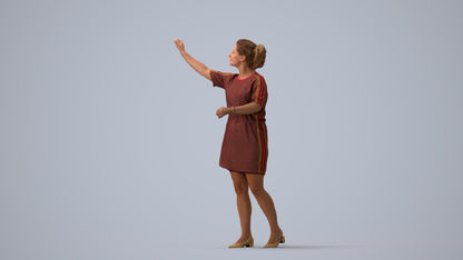 realistic 3D woman casual standing, scanned archviz people for Blender and 3ds Max, three-quarter view render