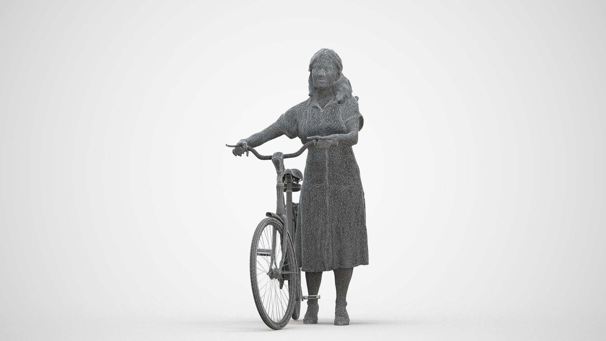3D people model woman casual mix, scanned human for 3ds Max rendering, three-quarter front view render
