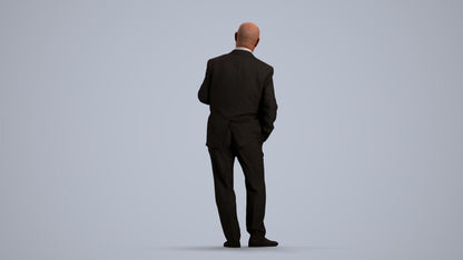 photogrammetry 3D senior man business mix, realistic human model archviz FBX, front view render
