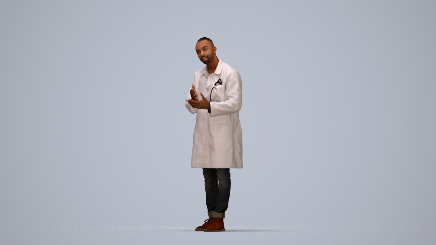 3D scanned man standing, photorealistic archviz people for Enscape and SketchUp, top-down view render