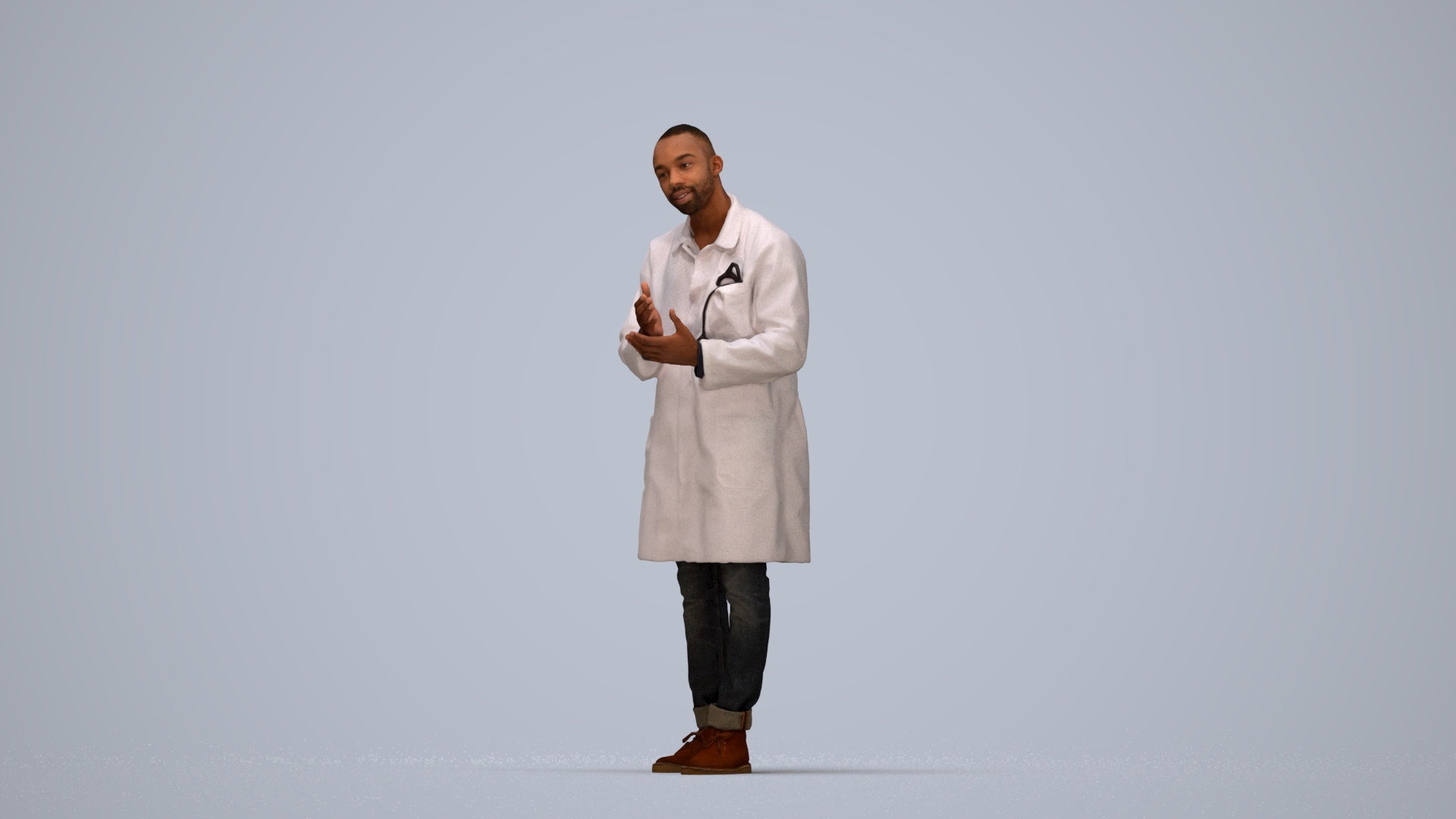 3D scanned man standing, photorealistic archviz people for Enscape and SketchUp, top-down view render