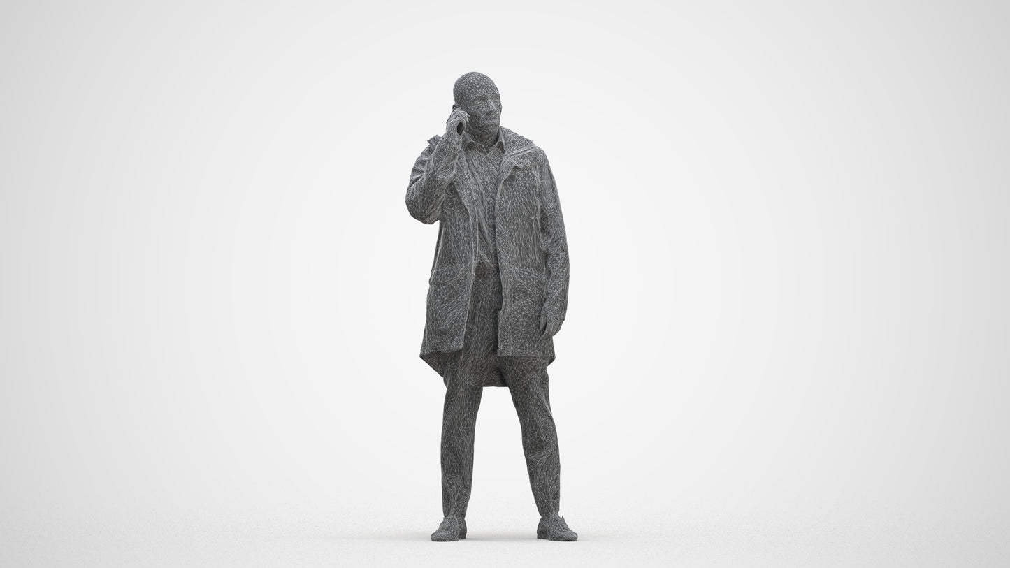 photogrammetry 3D man business standing, realistic human model archviz FBX, three-quarter front view render