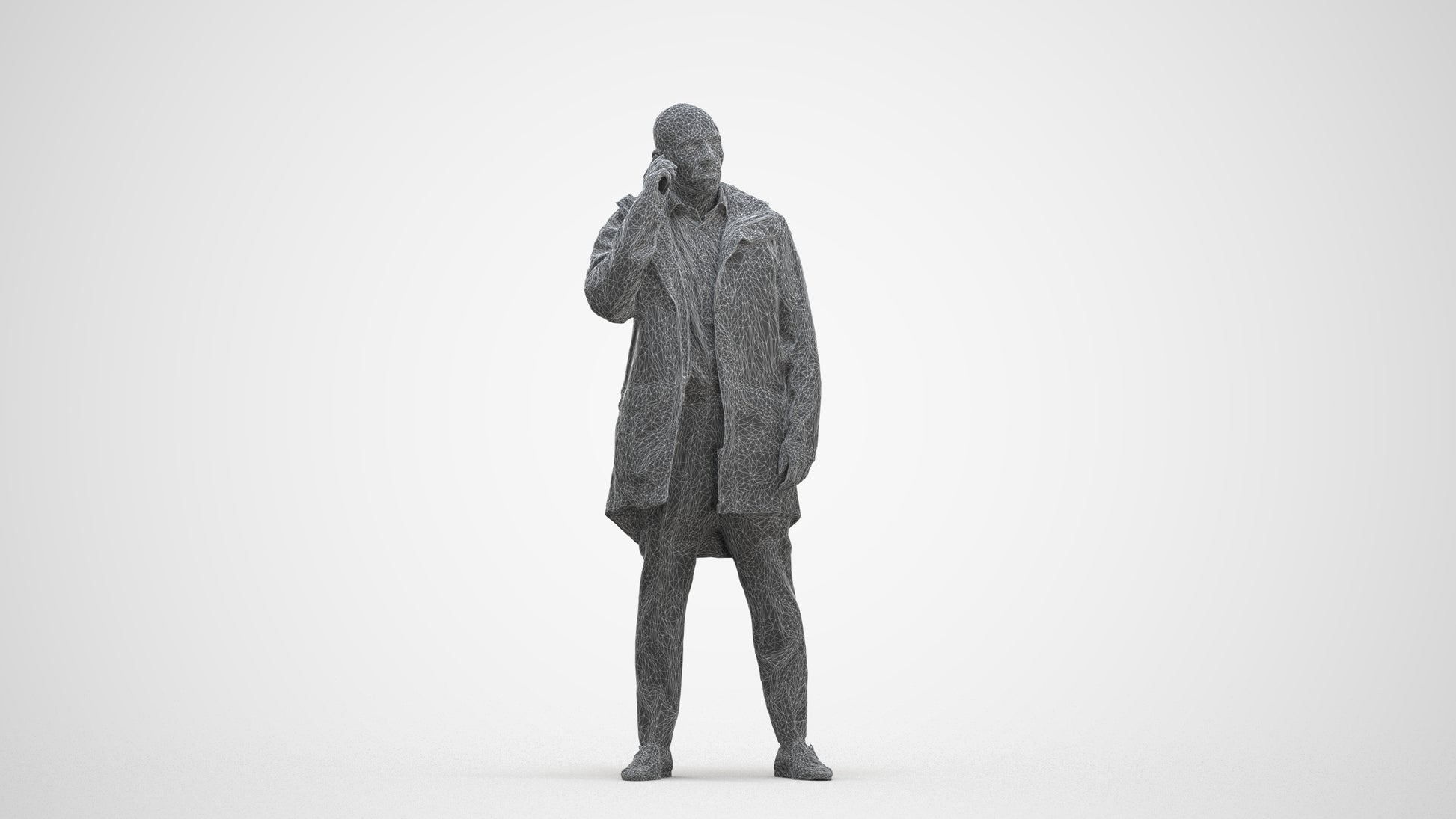 photogrammetry 3D man business standing, realistic human model archviz FBX, three-quarter front view render