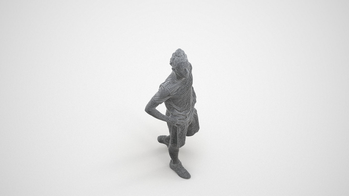 realistic 3D people man sport, render-ready for V-Ray and Corona, FBX OBJ, wireframe three-quarter view