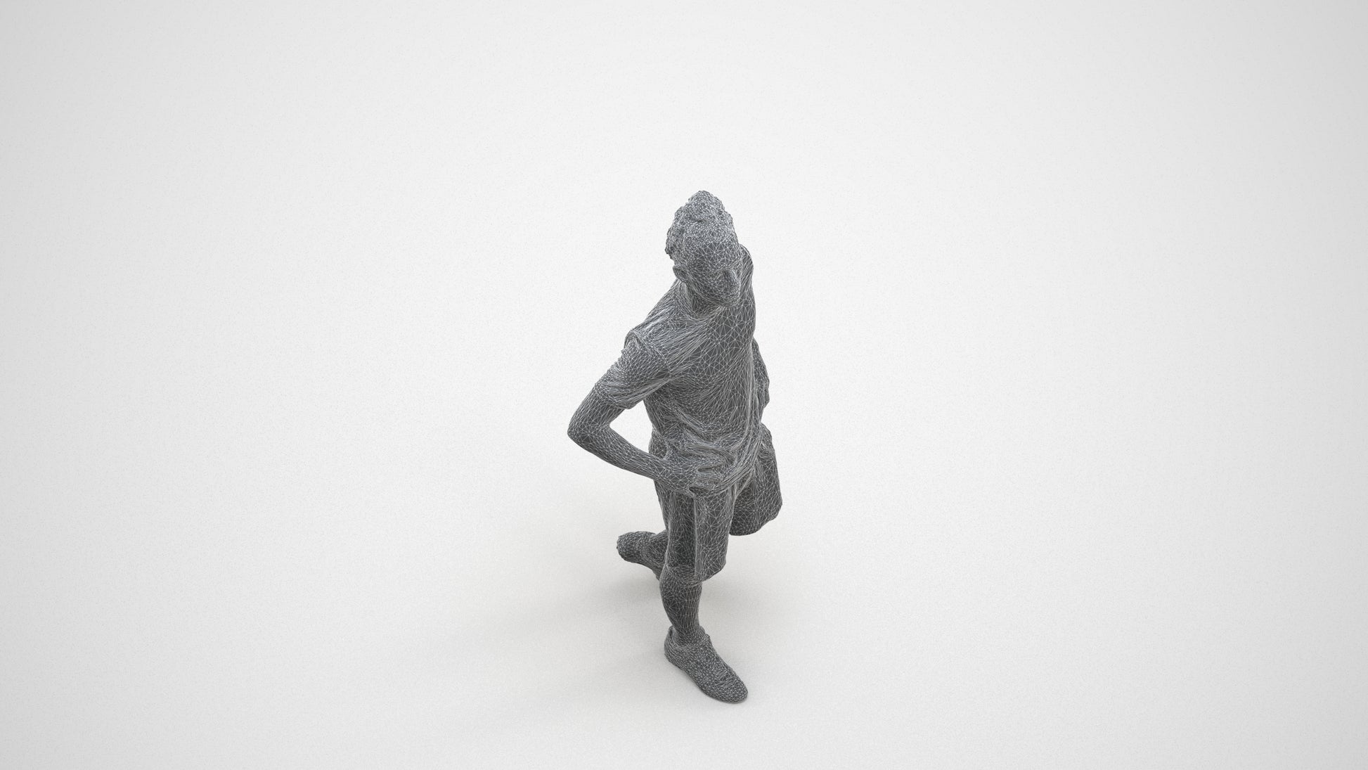 realistic 3D people man sport, render-ready for V-Ray and Corona, FBX OBJ, wireframe three-quarter view