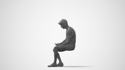 realistic 3D man casual sitting, scanned archviz people for Blender and 3ds Max, square thumbnail