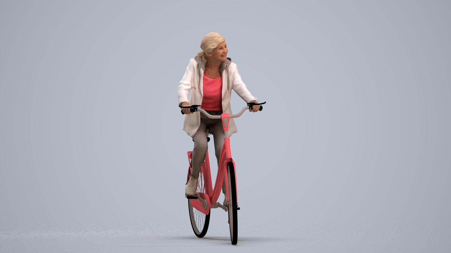 realistic 3D people senior boy casual cycling, render-ready for V-Ray and Corona, FBX OBJ, standing pose render