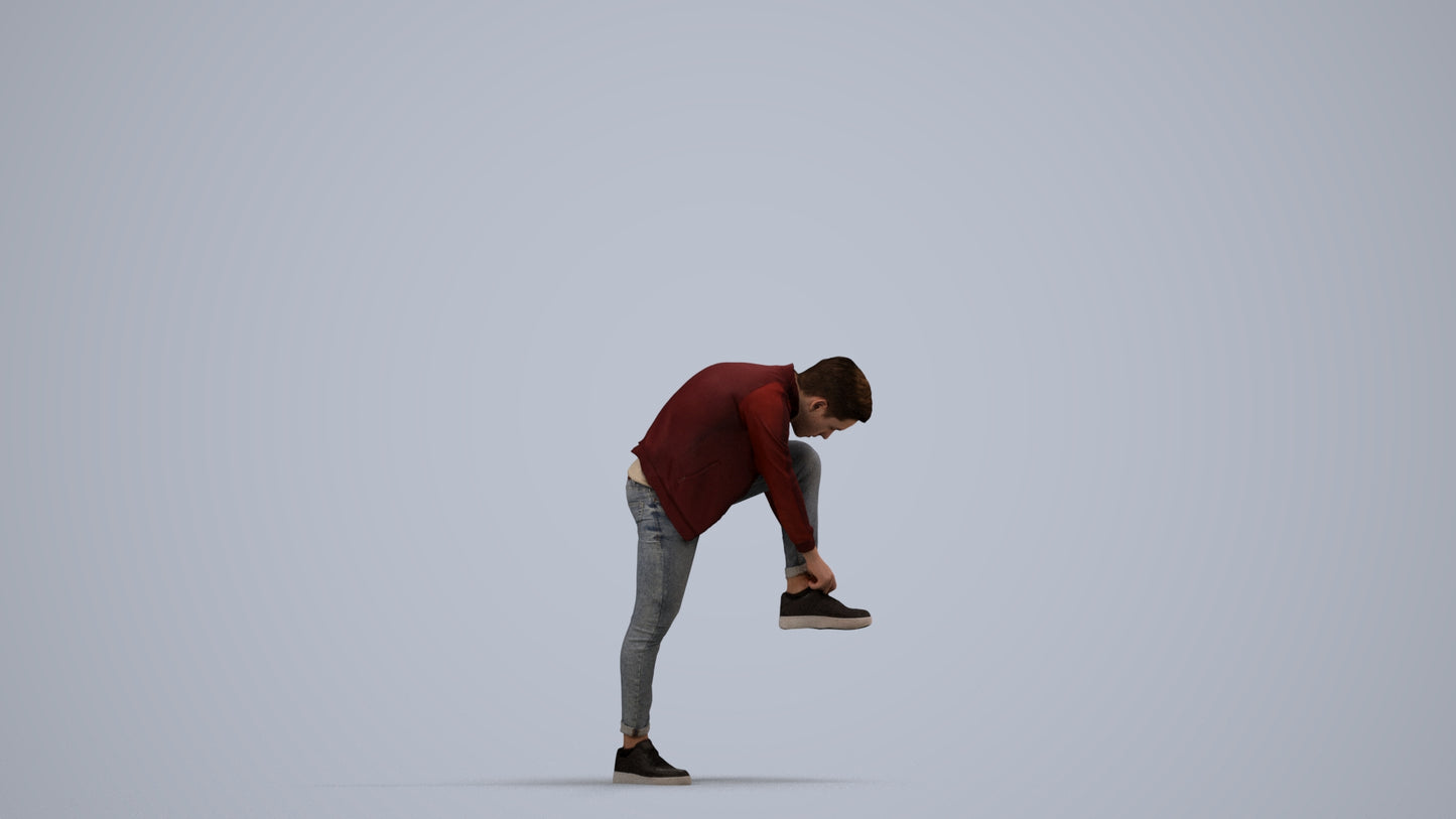 realistic 3D people boy casual kids, render-ready for V-Ray and Corona, FBX OBJ, side view render