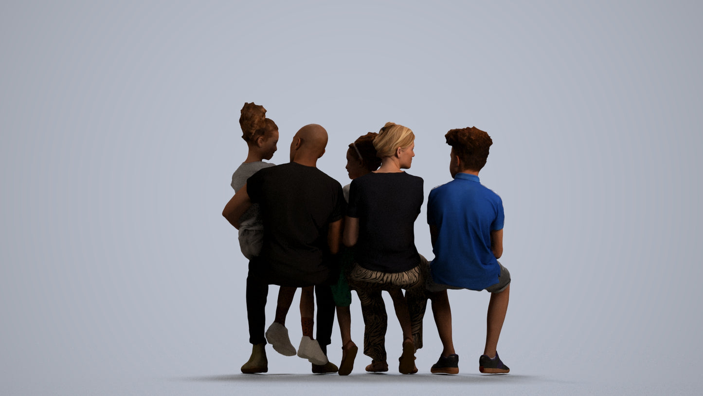 realistic 3D human girl casual kids, archviz people FBX OBJ for Blender, front view render