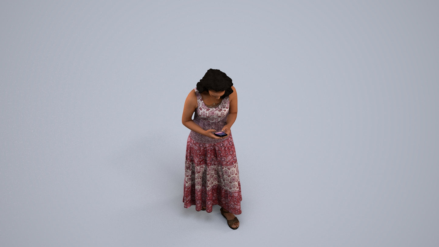 scanned 3D woman casual standing, photogrammetry people for Enscape and V-Ray, back view render