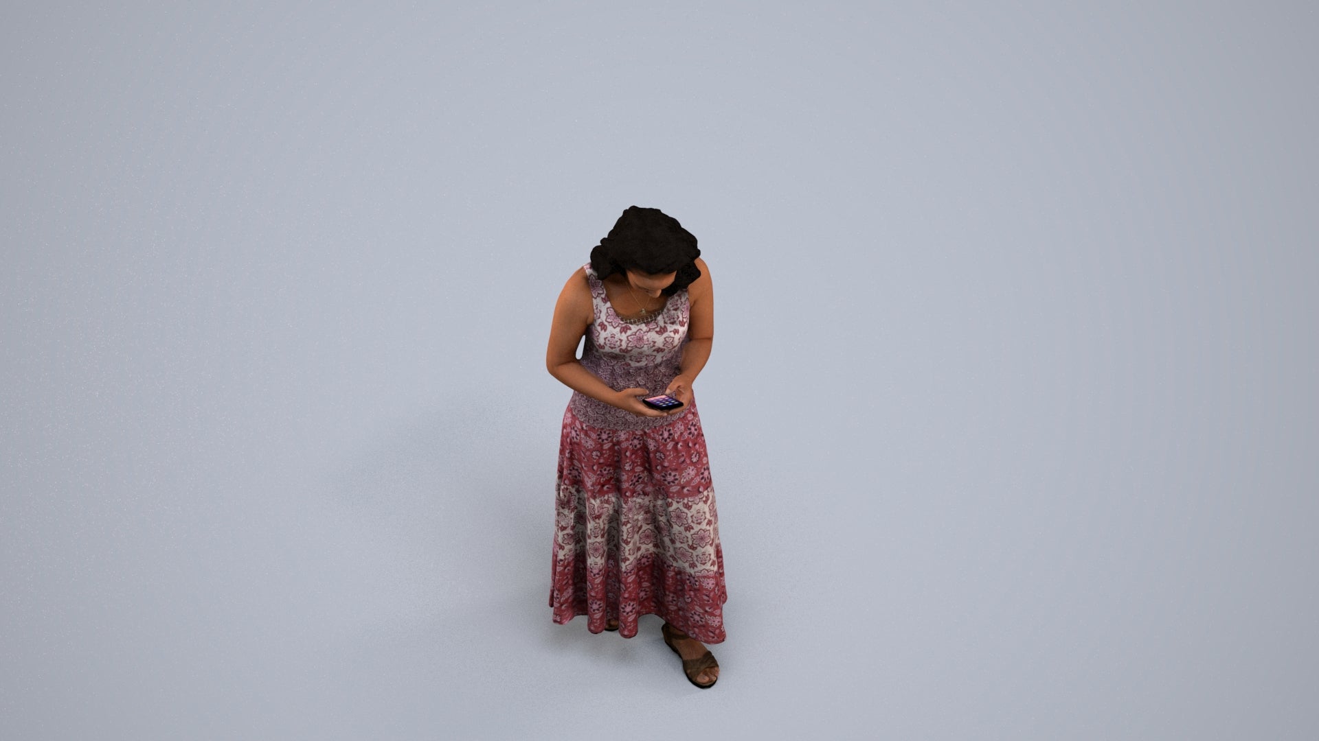 scanned 3D woman casual standing, photogrammetry people for Enscape and V-Ray, back view render