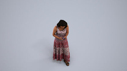 scanned 3D woman casual standing, photogrammetry people for Enscape and V-Ray, back view render