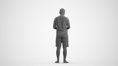 realistic 3D human man standing, archviz people FBX OBJ for Blender, wireframe front view