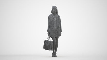 photogrammetry 3D woman business standing, realistic human model archviz FBX, three-quarter front view render