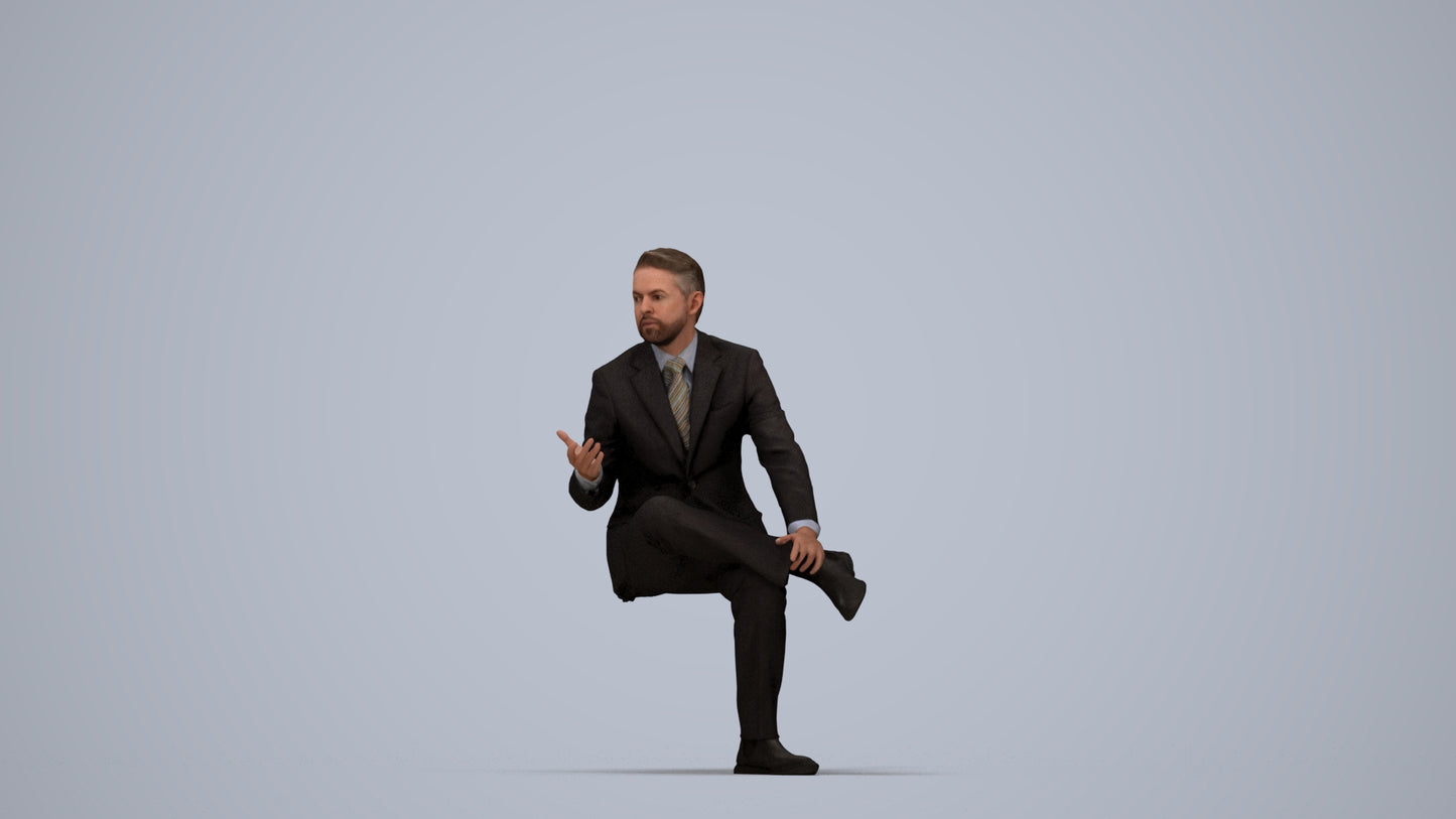 3D people model man business, scanned human for 3ds Max rendering, top-down view render