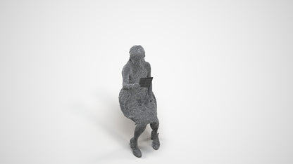 realistic 3D people woman formal sitting, render-ready for V-Ray and Corona, FBX OBJ, wireframe three-quarter view