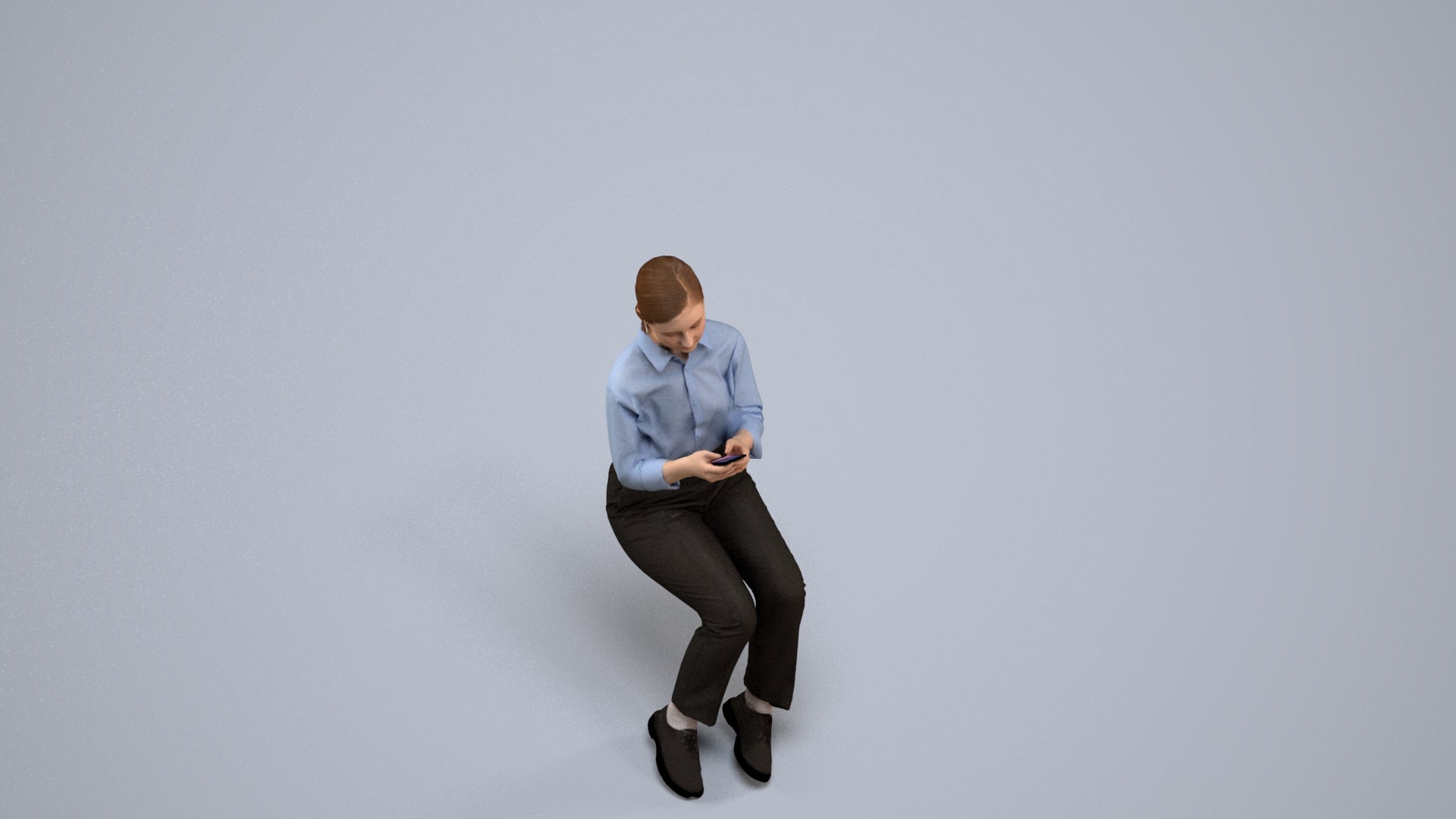3D people model girl business kids, scanned human for 3ds Max rendering, back view render
