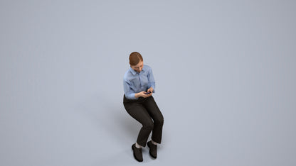 3D people model girl business kids, scanned human for 3ds Max rendering, back view render