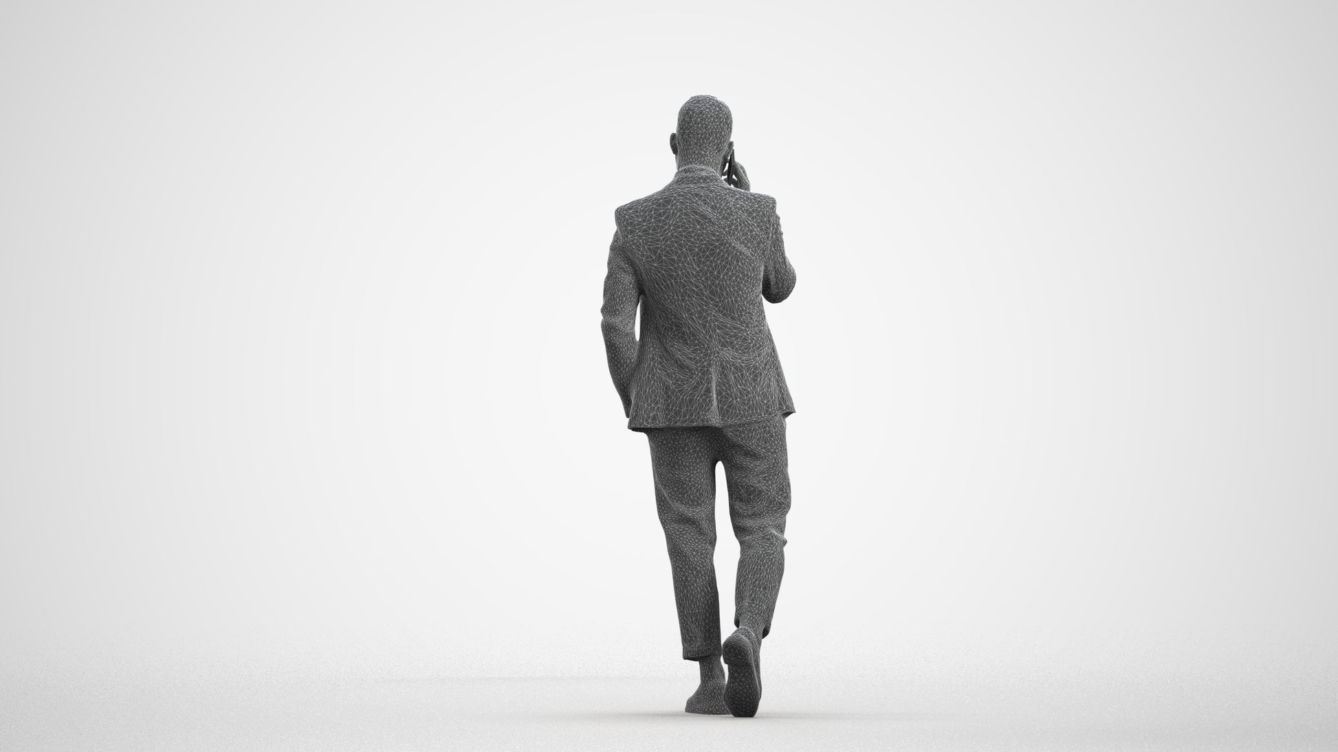 photogrammetry 3D man business, realistic human model archviz FBX, wireframe front view