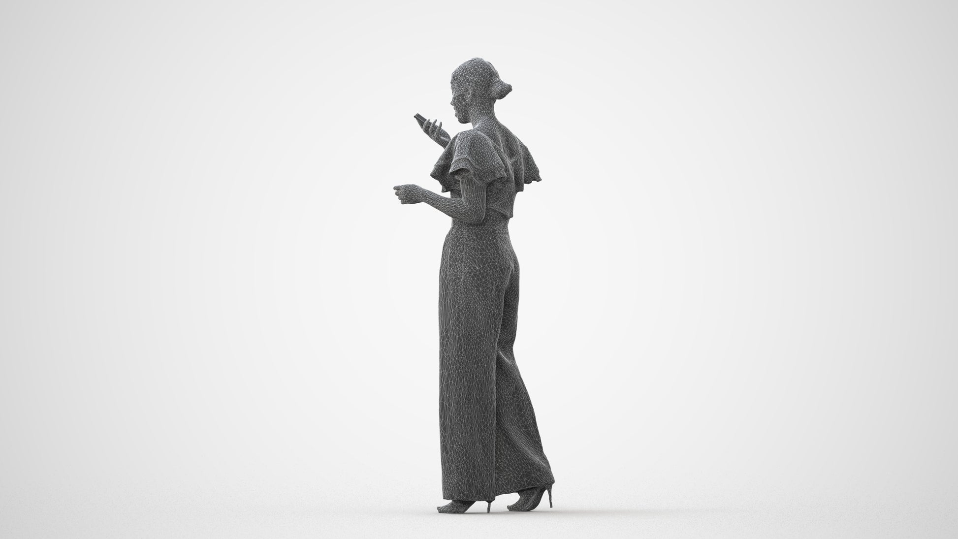photogrammetry 3D woman business walking, realistic human model archviz FBX, square thumbnail