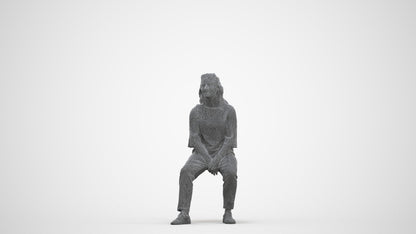 realistic 3D woman casual sitting, scanned archviz people for Blender and 3ds Max, three-quarter front view render