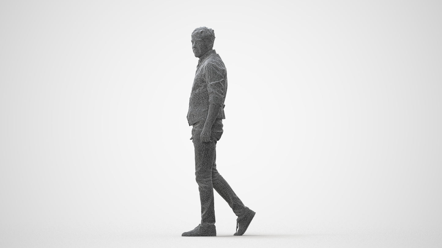 realistic 3D human man casual walking, archviz people FBX OBJ for Blender, square thumbnail