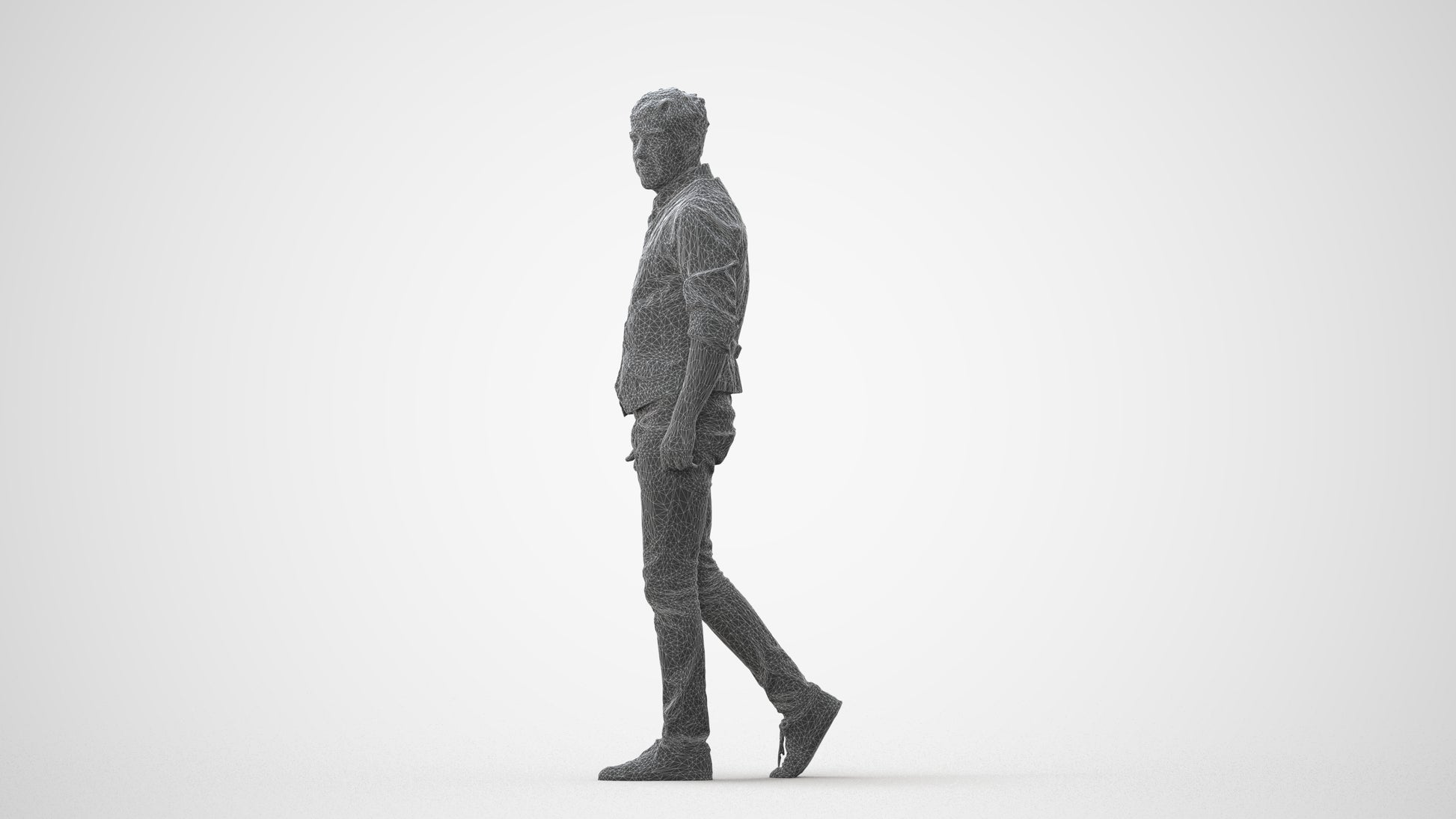 realistic 3D human man casual walking, archviz people FBX OBJ for Blender, square thumbnail