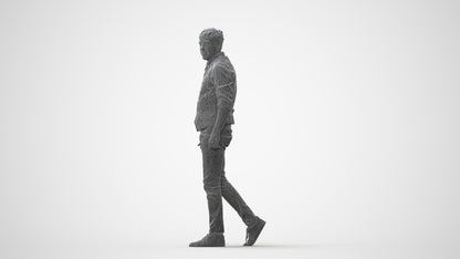 realistic 3D human man casual walking, archviz people FBX OBJ for Blender, square thumbnail