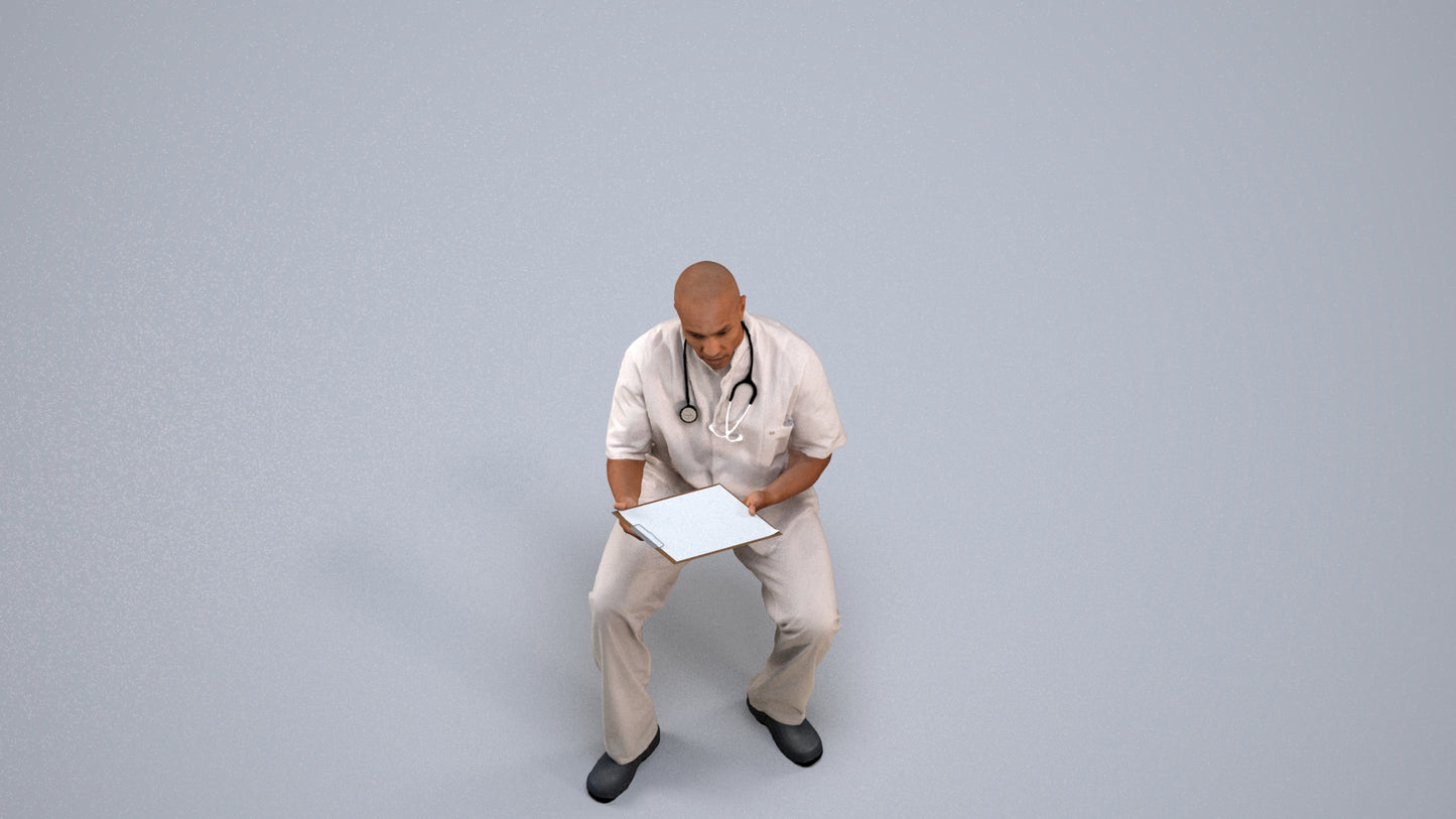 photogrammetry 3D man medical, realistic human model archviz FBX, back view render