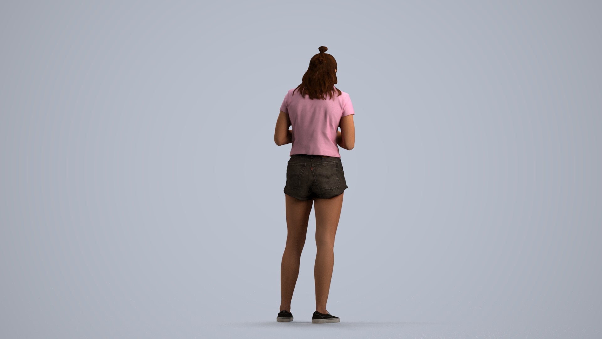 3D people model girl casual standing, scanned human for 3ds Max rendering, front view render