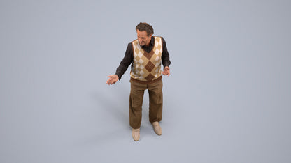 realistic 3D human man business standing, archviz people FBX OBJ for Blender, back view render