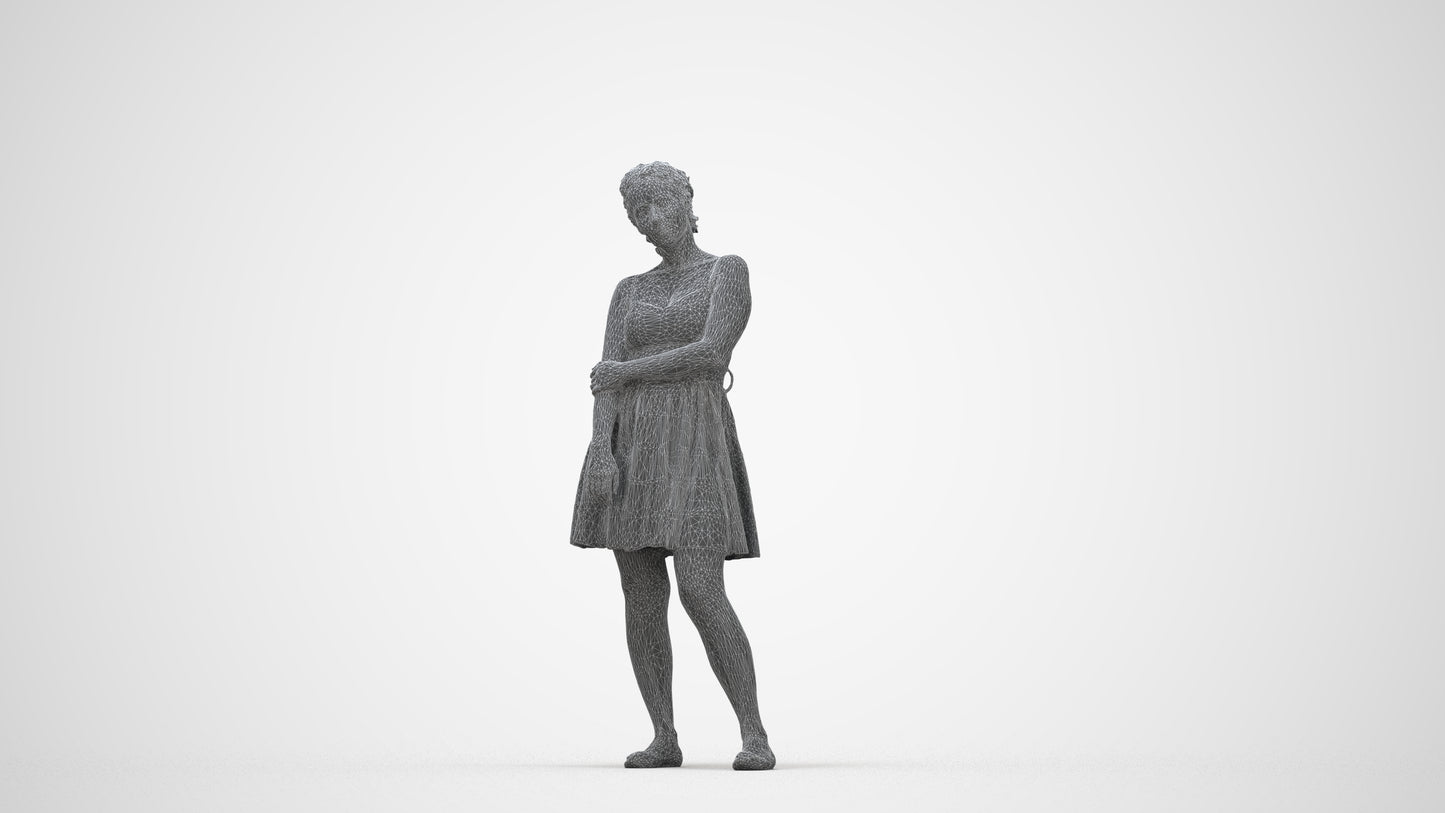 realistic 3D people woman formal formalaffairs, render-ready for V-Ray and Corona, FBX OBJ, wireframe back view