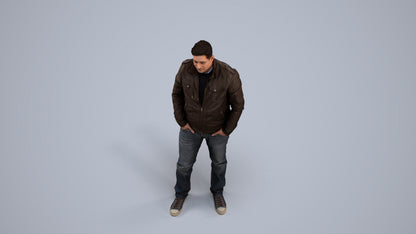 3D people model man casual standing, scanned human for 3ds Max rendering, back view render