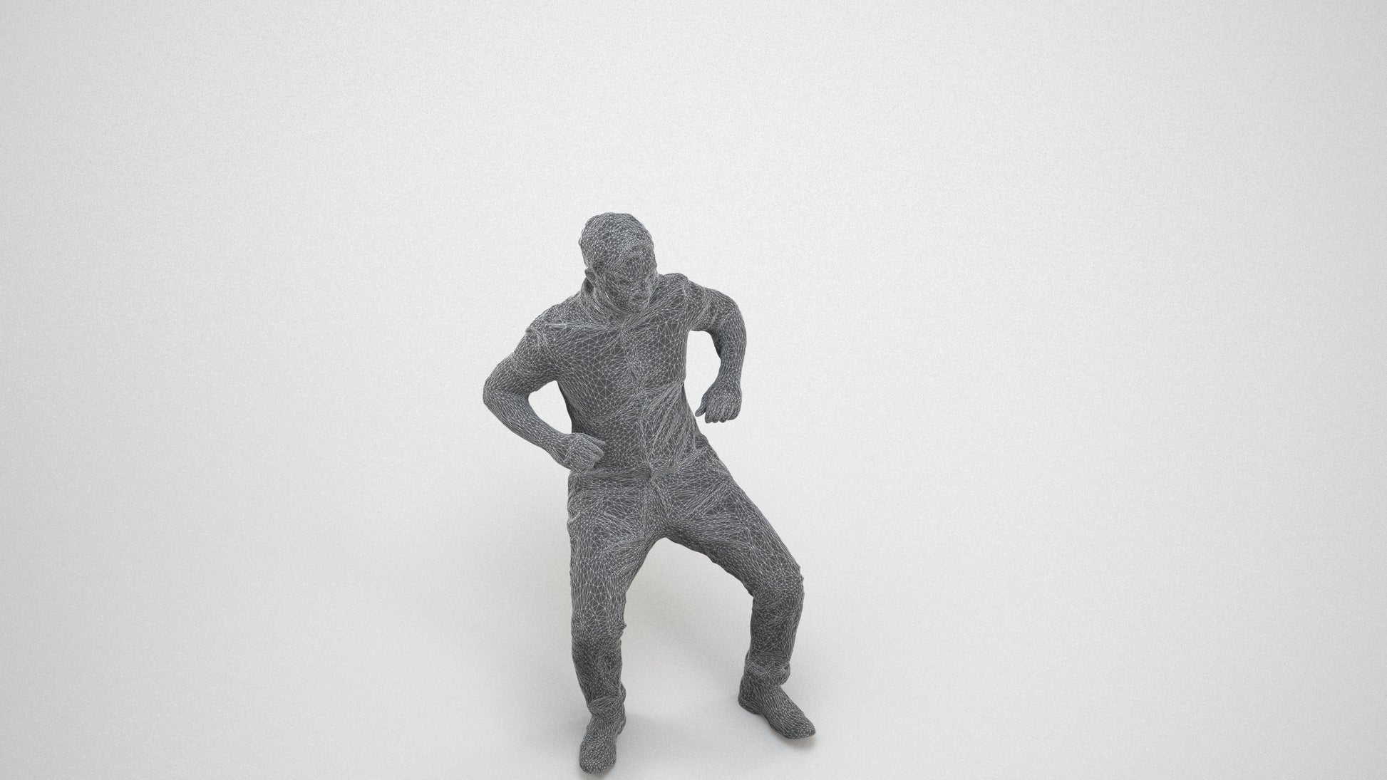 realistic 3D man casual sitting, scanned archviz people for Blender and 3ds Max, wireframe three-quarter view