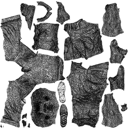3D people model man casual walking, scanned human for 3ds Max rendering, wireframe top-down view