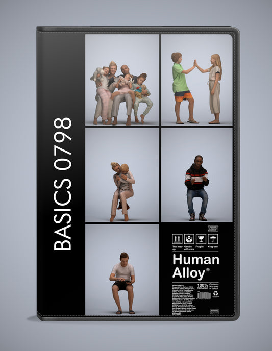 realistic 3D humans kids pack, 5 archviz people FBX OBJ for Blender