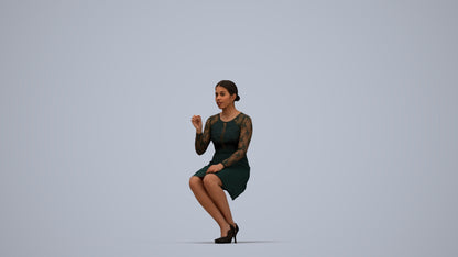 realistic 3D human woman business sitting, archviz people FBX OBJ for Blender, top-down view render