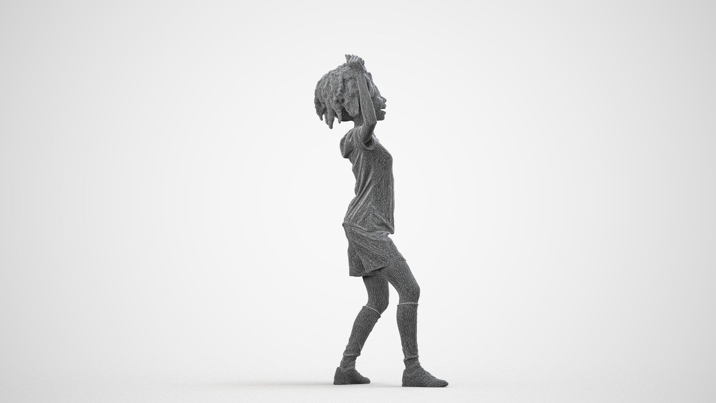 realistic 3D people woman sport, render-ready for V-Ray and Corona, FBX OBJ, wireframe side view
